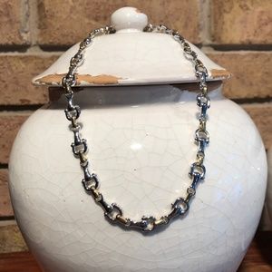 Sophisticated Silver & Gold Stirrup & Bar Necklace